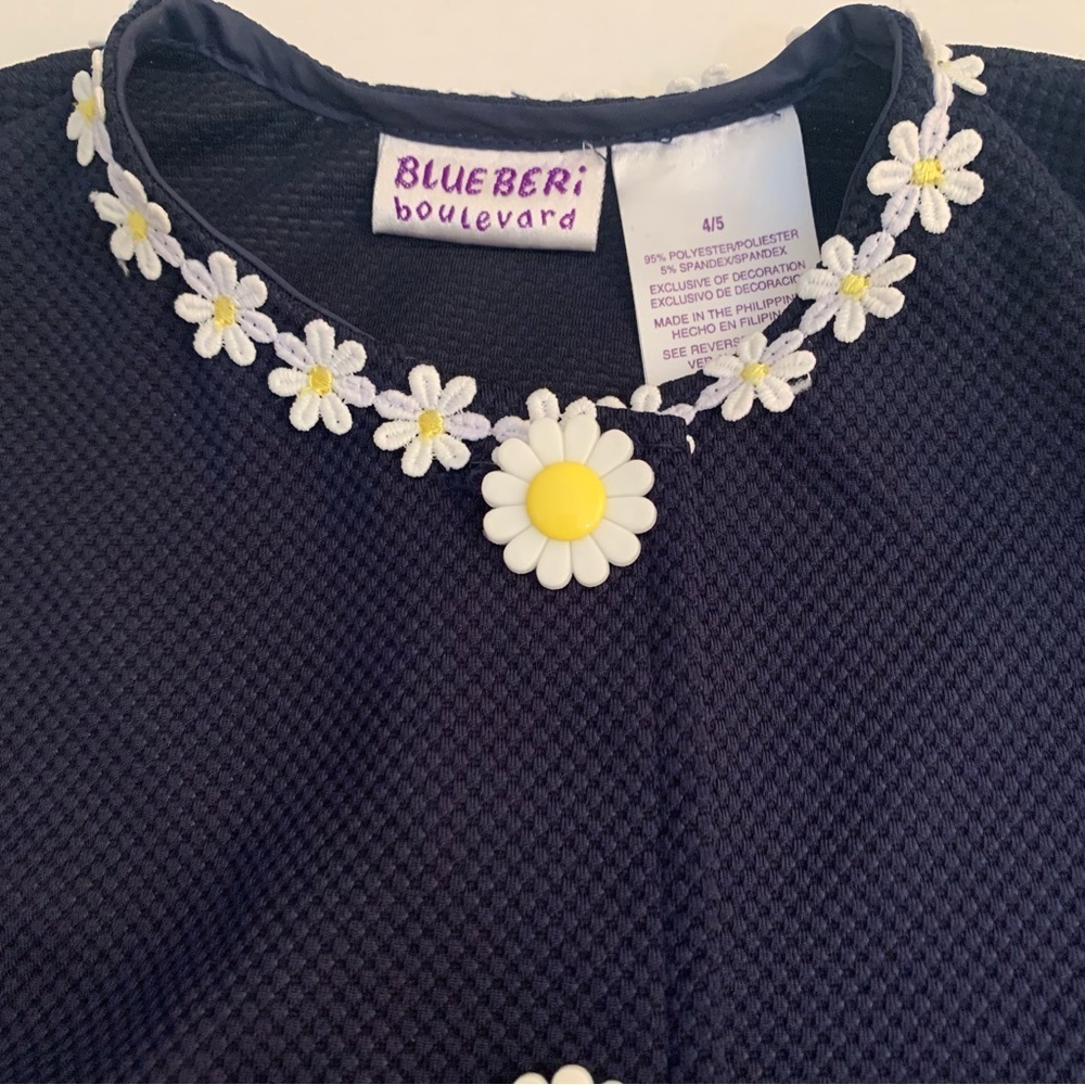 BLUEBERI BOULEVARD Navy Blue Sunflower Coat - Picture 3 of 6